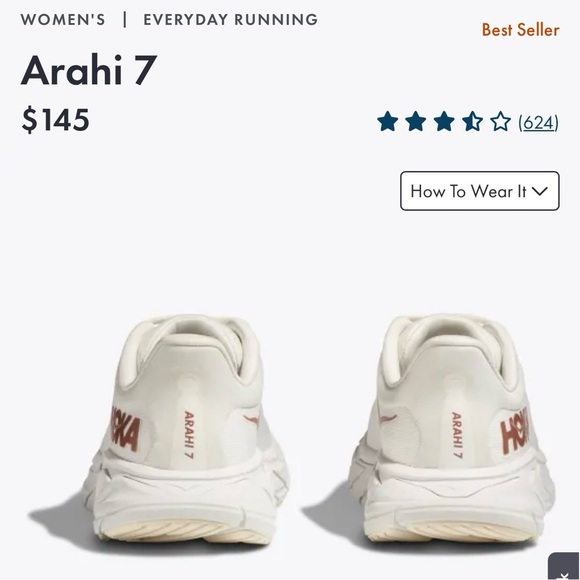 NEW IN BOX Hoka One Arahi 7 Rose Gold Blanc de Blanc Womens Size 8 - Picture 9 of 12